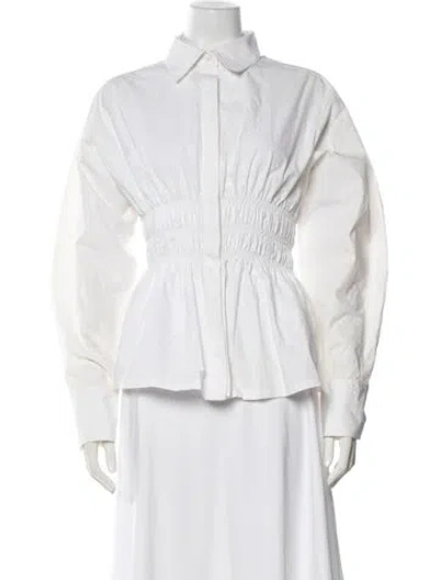 Pre-owned Saint Art Long Sleeve Button-up Top In White