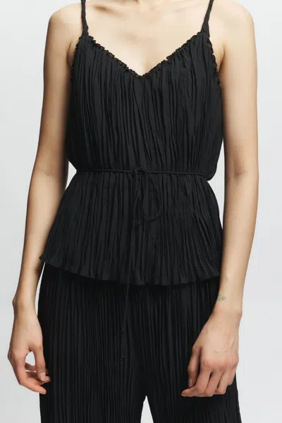 Saint Art Murphy Pleated Tank Top In Black