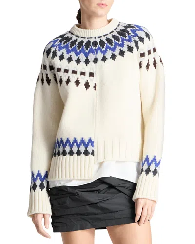 Saint Art Neil Wool Crewneck Fair Isle Sweater In Ivory Multi