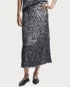 Saint Art Nylah Sequined Maxi Skirt In Silver