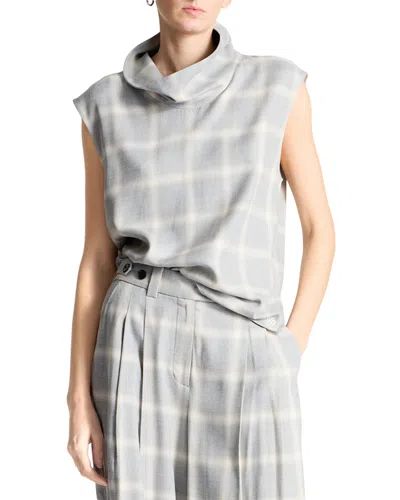 Saint Art Nyra Funnel Neck Top In Grey/white