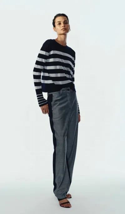 Saint Art Odette Striped Knit Sweater In Navy/sky Blue