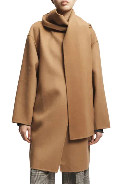 Saint Art Orla Wool Scarf Coat In Camel In Brown