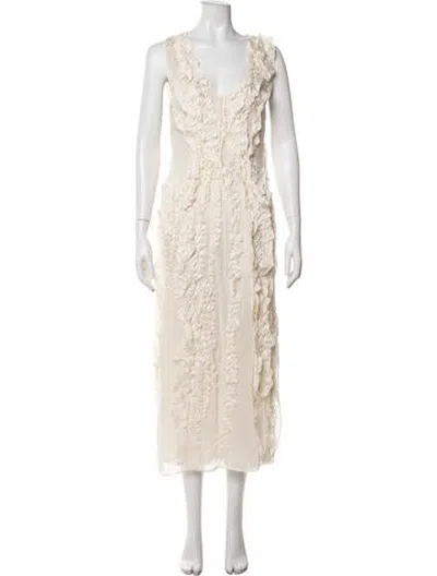 Pre-owned Saint Art Patterned Long Dress W/ Tags In Neutrals