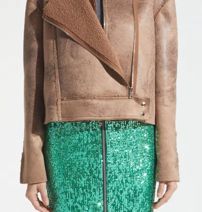 Saint Art Phoebe Faux Sherpa Jacket In Camel In Multi