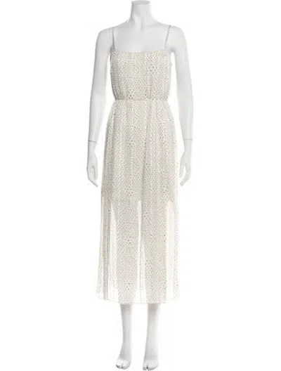 Pre-owned Saint Art Polka Dot Print Midi Length Dress In Neutrals
