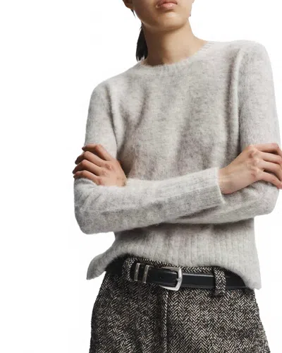 Saint Art Raylan Crewneck Fur Sweater In Pale Grey In Gray