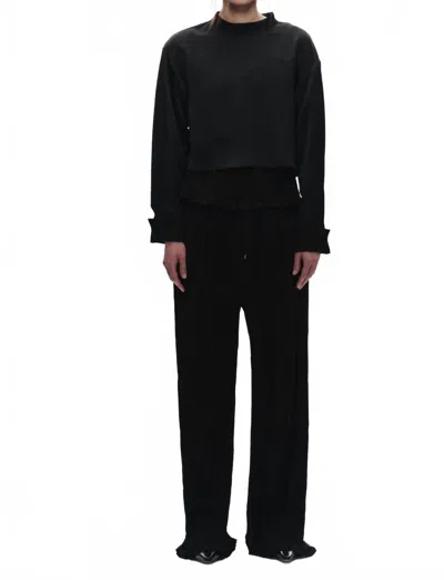 Saint Art Riggs Mock Neck Charmeuse Top In Black