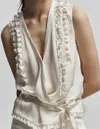 Saint Art Ryan Silk Wrap Top In Ivory In Multi