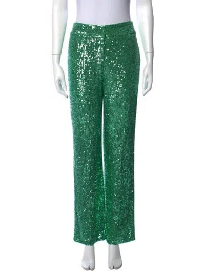 Pre-owned Saint Art Sequin Straight Leg Pants In Green