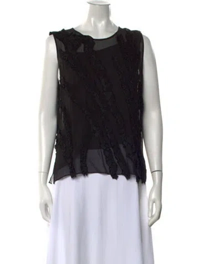 Pre-owned Saint Art Silk Patterned Top In Black