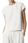Saint Art Soraya Cap-sleeve Top In Ivory Crepe In Multi
