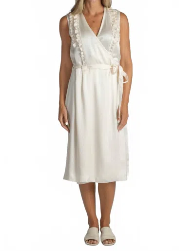 Saint Art Sylas Silk Wrap Dress In Ivory In White