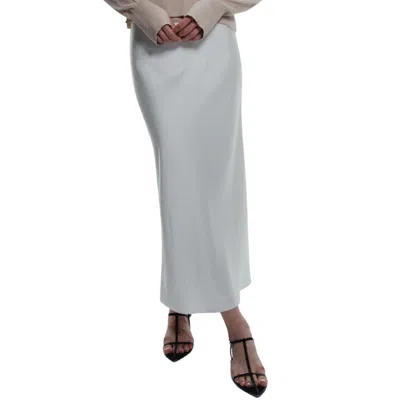 Saint Art Talia Charmeuse Midi Skirt In Ivory In Gray