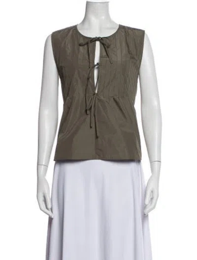 Pre-owned Saint Art Tie Neck Sleeveless Top In Grey