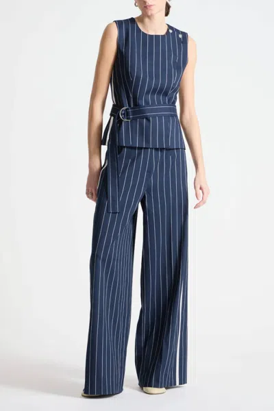 Saint Art Trevor Trousers In Navy Stripe In Blue