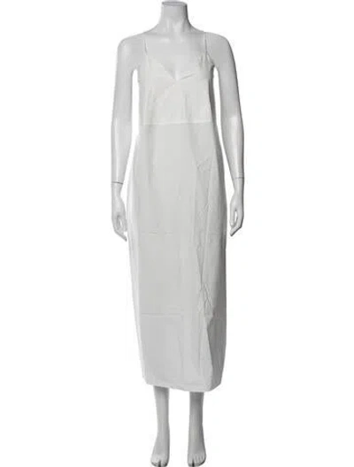 Pre-owned Saint Art V-neck Long Dress In White