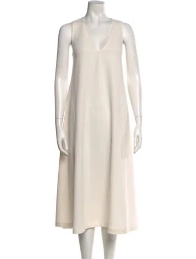 Pre-owned Saint Art V-neck Midi Length Dress In Neutral