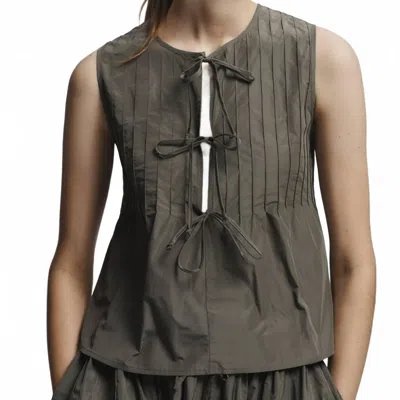 Saint Art Women's Nina Tie Front Top In Olive In Gray