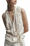 Saint Art Women's Ryan Silk Wrap Top In Ivory In Multi