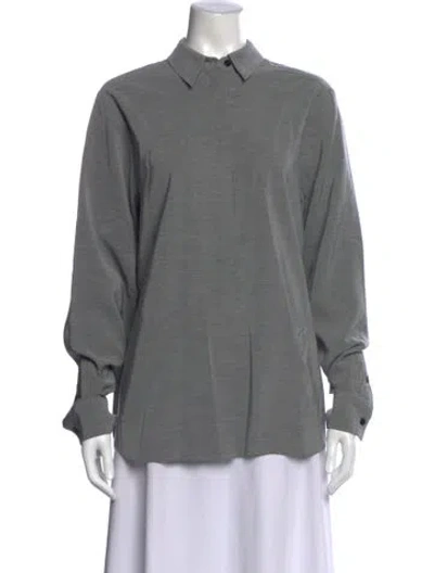 Pre-owned Saint Art Wool Long Sleeve Button-up Top In Gray