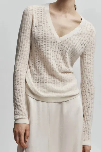 Saint Art Wren Pointelle Knit Sweater In Ivory In Neutral