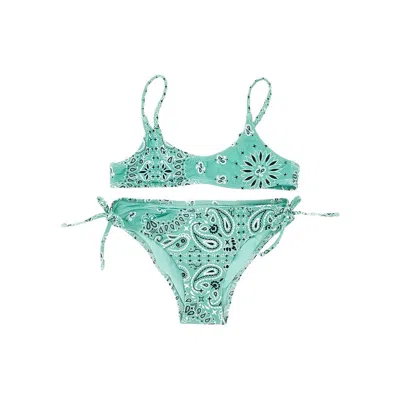 Saint Barth Bandana Print 'paloma' Bikini Kids In Green