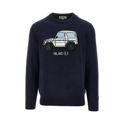 Saint Barth Cashmere-blend Sweater With Inlay In Blue