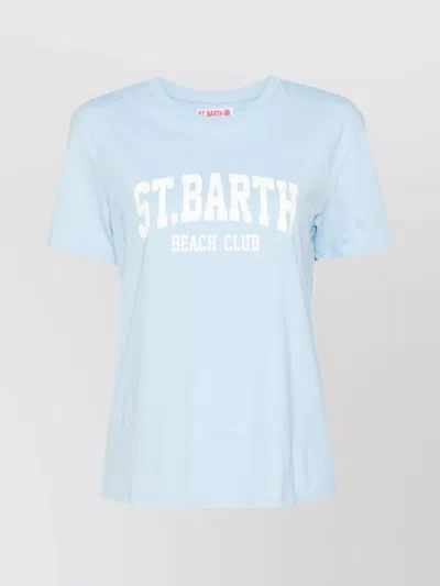 Saint Barth Emilie Crewneck T-shirt Beach Club Print In Blue