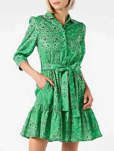 Pre-owned Saint Barth Mc2  Bandanna Print Cotton Short Dress With Embroideries In Green