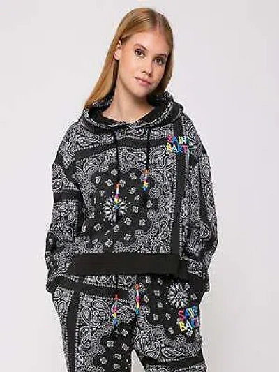 Pre-owned Saint Barth Mc2  Cotton Bandanna Hoodie With  Embroidery In Black