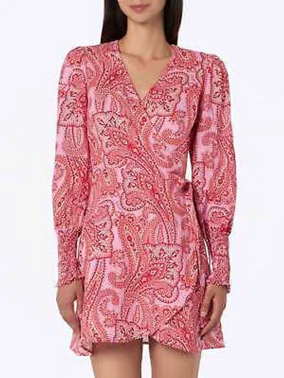 Pre-owned Saint Barth Mc2  Linen Short Wrap Dress Brilly With Paisley Print In Pink