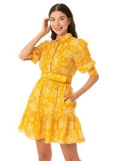 Pre-owned Saint Barth Mc2  Paisley Print Linen Short Dress Daisi In Yellow