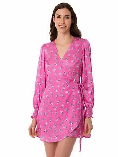 Pre-owned Saint Barth Mc2  Satin Wrap Dress With Paisley Print In Pink