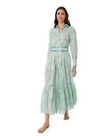 Pre-owned Saint Barth Mc2  Woman Linen Long Dress In Green