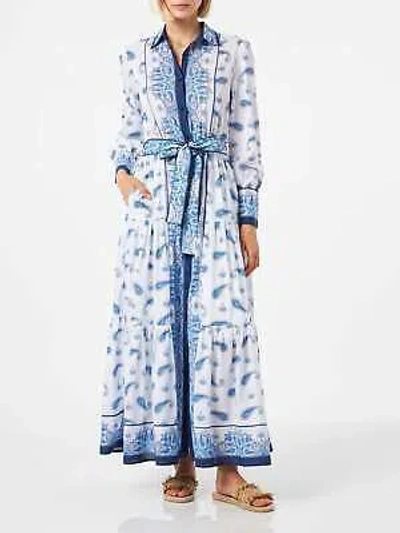 Pre-owned Saint Barth Mc2  Woman Long Dress Jensen With Paisley Print In White