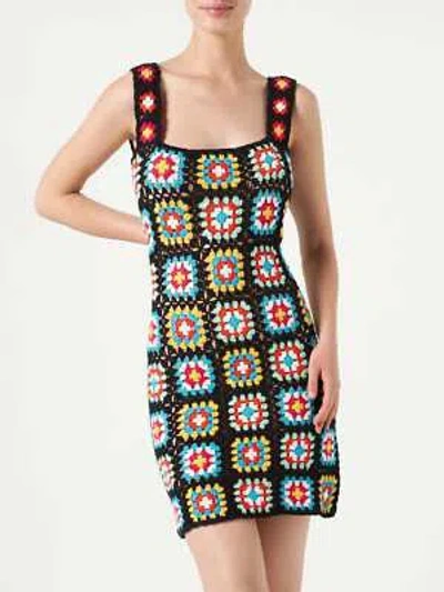 Pre-owned Saint Barth Mc2  Woman Multicolor Crochet Dress In Black