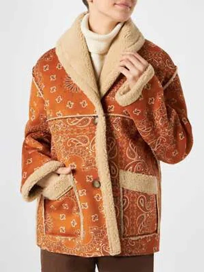 Pre-owned Saint Barth Mc2  Woman Reversible Shearling Jacket In Brown