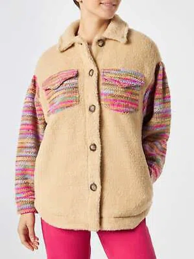 Pre-owned Saint Barth Mc2  Woman Sherpa Overshirt With Crochet Details In White