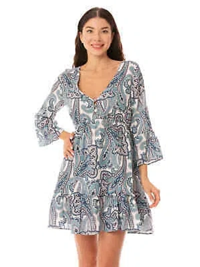 Pre-owned Saint Barth Mc2  Woman Short Dress With Paisley Print In Blue