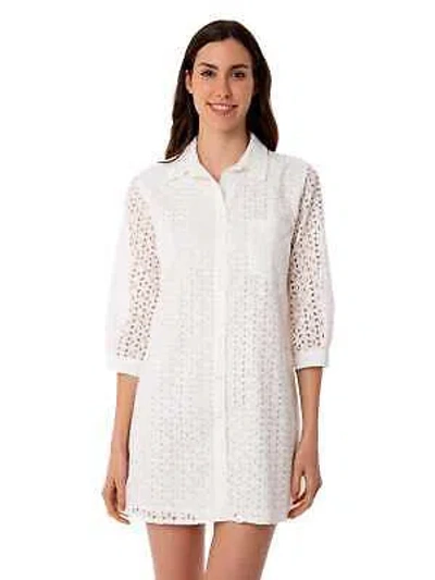 Pre-owned Saint Barth Mc2  Woman White Sangallo Shirt Mini Dress