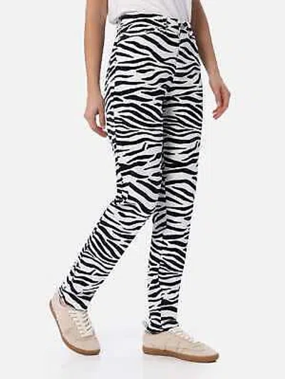 Pre-owned Saint Barth Mc2  Woman Zebra Print Denim Belleville In White