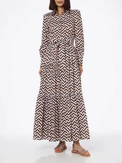 Pre-owned Saint Barth Mc2  Zigazag Print Woman Cotton Dress Jensen In White