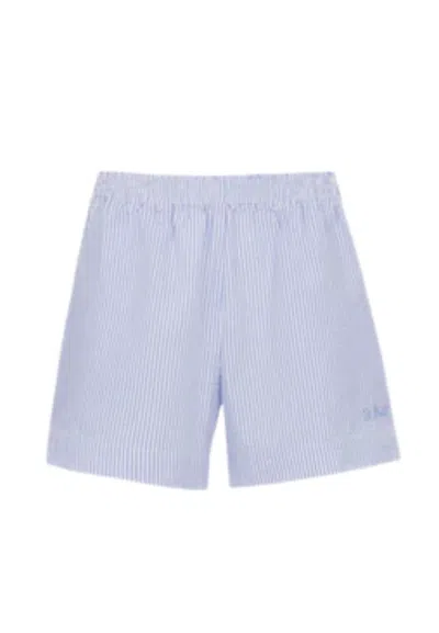 Saint Barth Meave Woman  Seersucker Stripes V 31 Emb In Blue