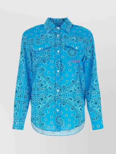 Saint Barth Paisley Print Cotton Amaya Shirt In Blue