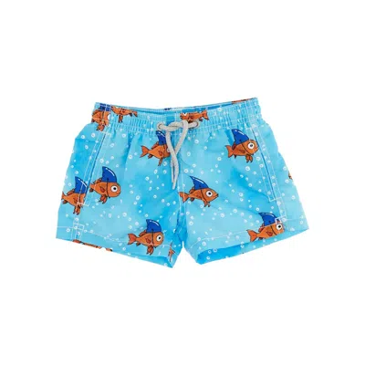 Saint Barth Printed 'jean' Swimshorts Kids In Blue