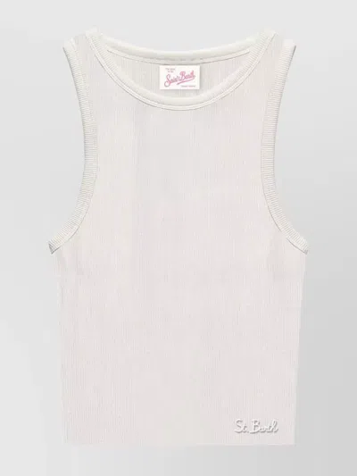 Saint Barth Ribbed Cotton Tank Top In Neutral
