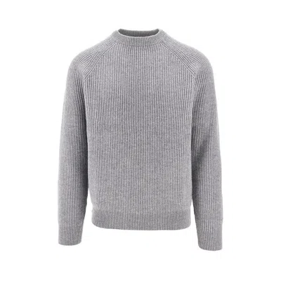 Saint Barth Ribbed Wool Crewneck Sweater In Gray