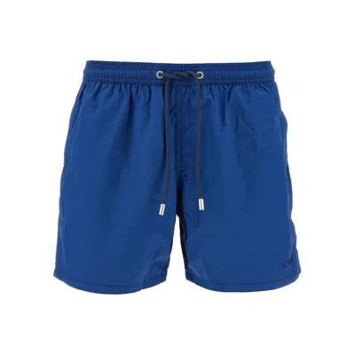 Saint Barth Seersucker Swim Shorts In Blue