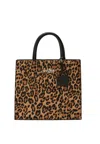 Saint Barth Shop Bag Midi Leo Brushed Woman  Leather 18 In Animal Print